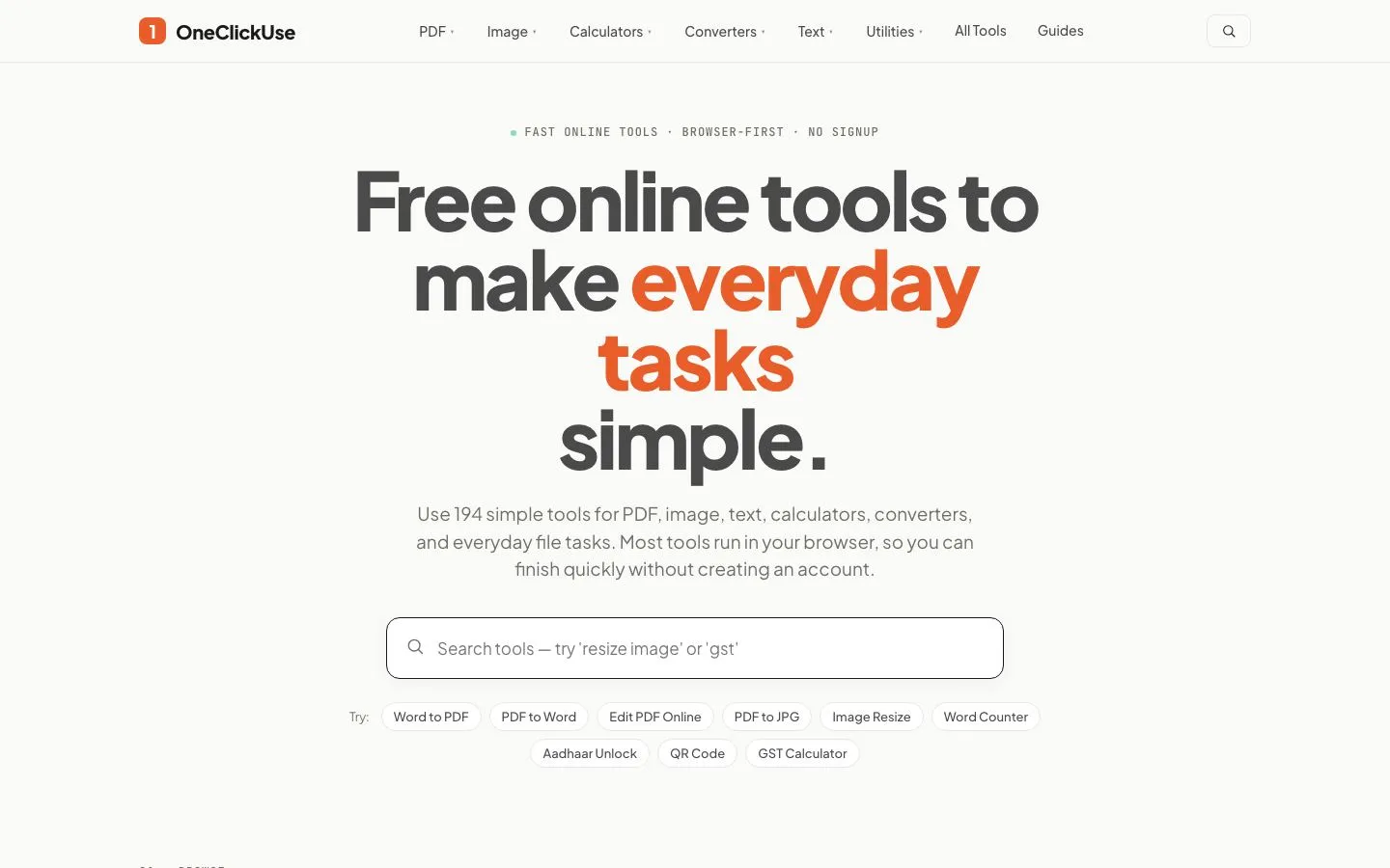 OneClickUse: Choose your task